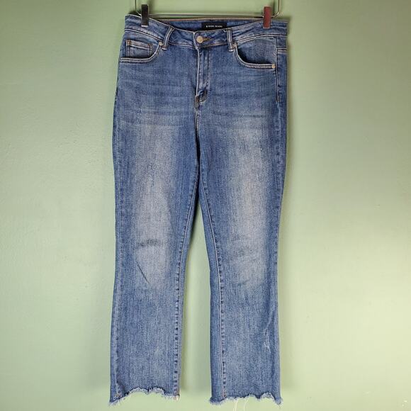 Risen Jeans Womens Mid Rise Raw Hem Straight Leg Jeans Size 9 29 - Picture 1 of 7